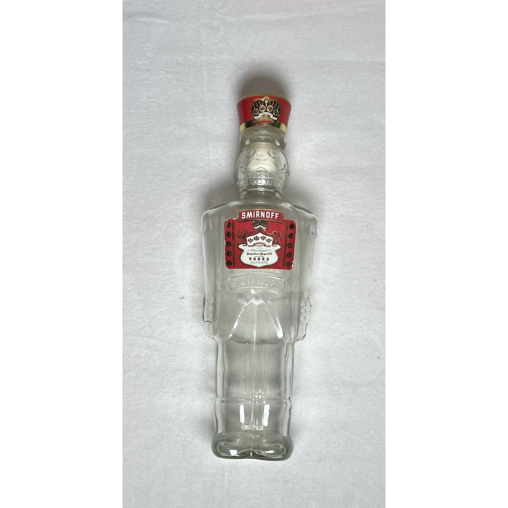 Smirnoff Vodka Empty Christmas‎ Nutcracker Toy Soldier Glass Bottle